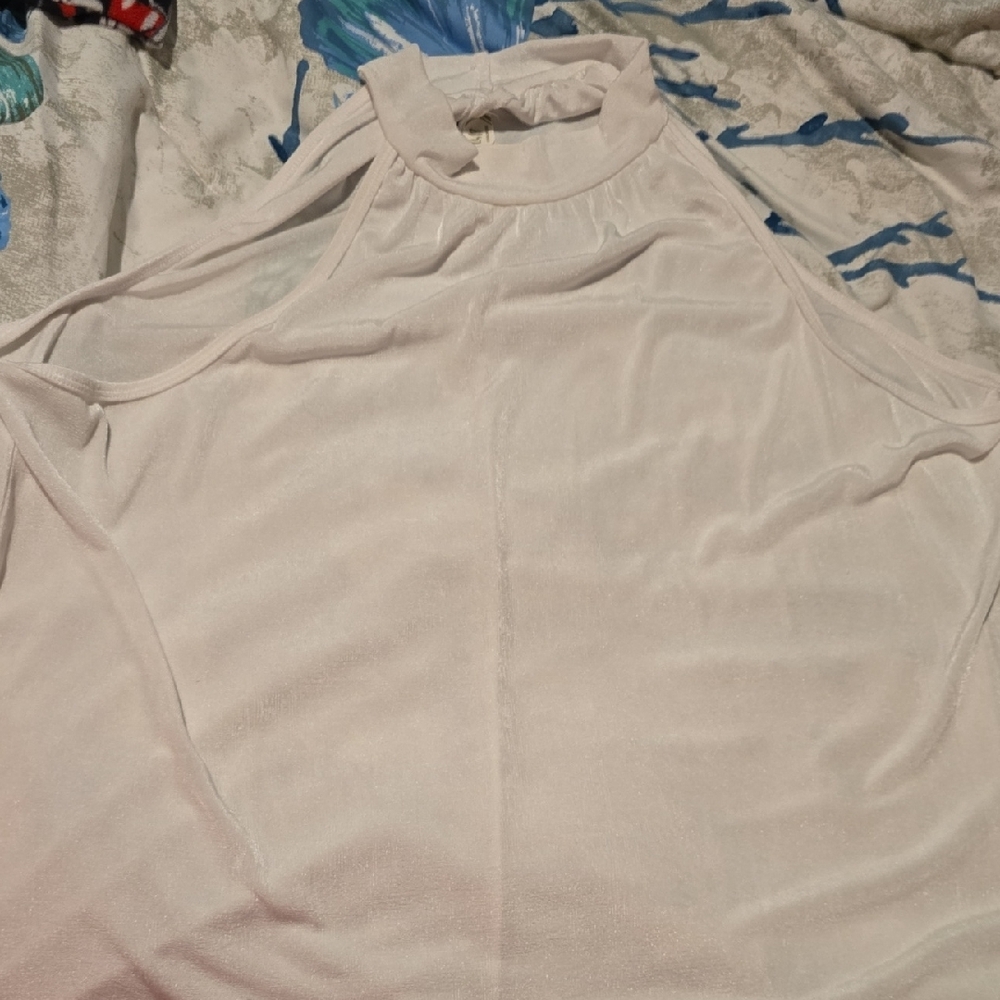 Maurices Cream Mandarin Collar Blouse